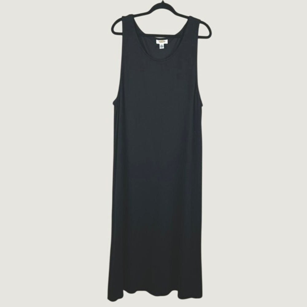 Talbots Maxi Dress Black Sleeveless Scoop Neck Women XL